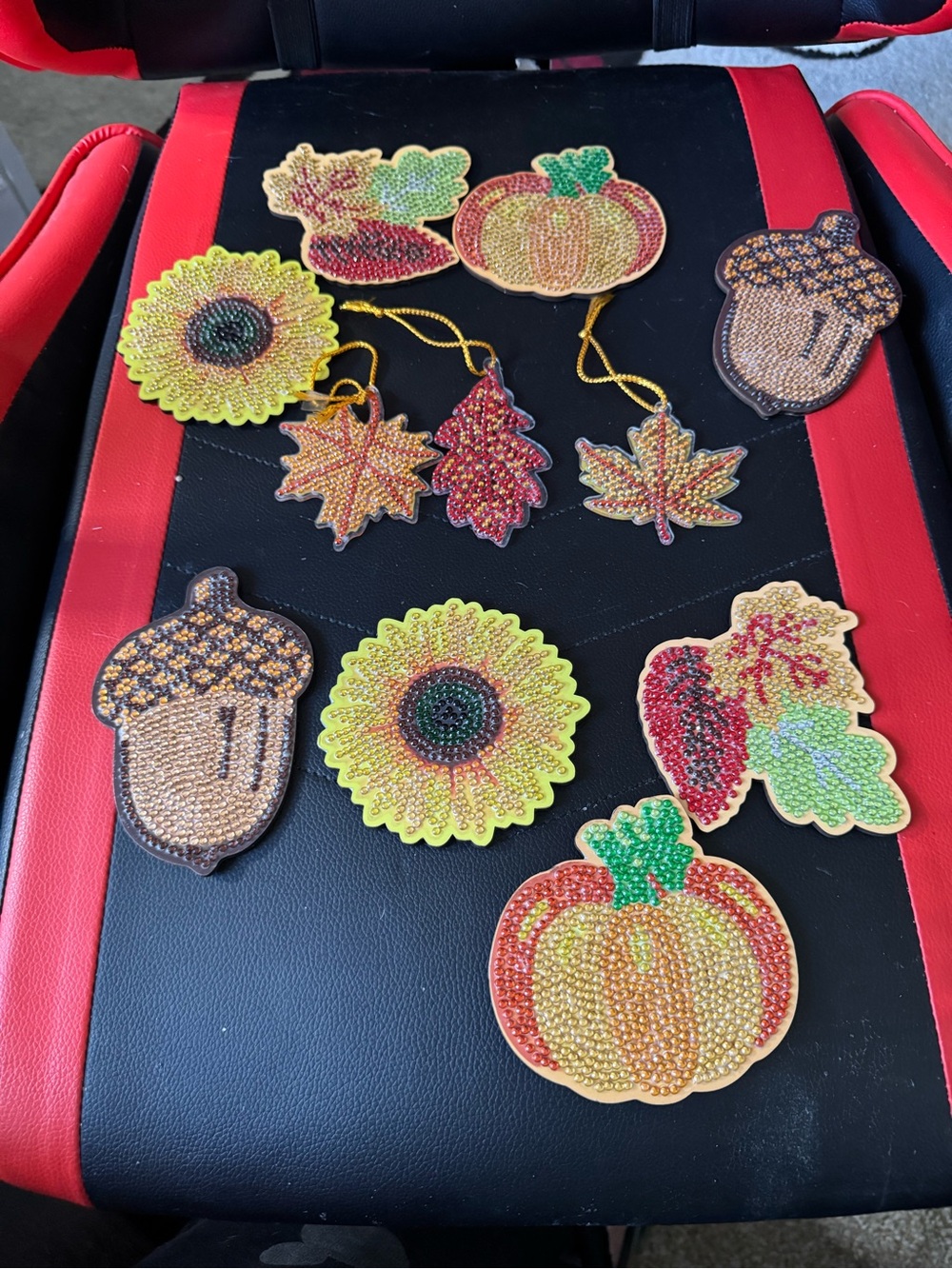 Autumn Diamond art Set - Pumpkin, Sunflower & Acorn and leaves completed